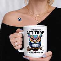 Sarcastic Owl Mug, Attitude Coffee Cup, Funny Humor Gift
