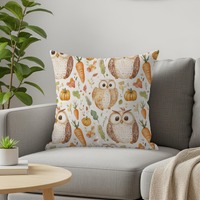 Cute Watercolor Owl Pillow Case | Autumn Forest Friends Lumbar Pillow | Woodland Nursery Decor | Fal