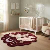 Luxury Hand Tufted Owl Nursery Rug, Moon & Stars Kids Area Rug, Cute Woodland Owl Carpet,Custom 