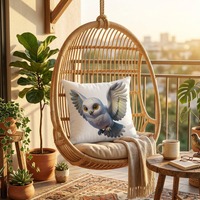 Snowy Owl Throw Pillow, Woodland Bird Cushion, Forest Animal Decor, Rustic Farmhouse Accent, Cozy Li