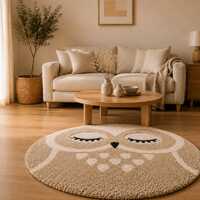Round Owl Rug.Tufted Owl Area Rug,Nursery Rug,Kids room carpet,Scandinavian Rug,Boho Home Decor,Plus