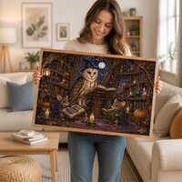 Magic Owl Library Jigsaw Puzzle, Witchy Woodland Mouse Puzzle, Cozy Dark Academia Art, Halloween Boo