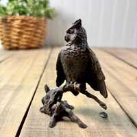 Vintage Avon Bronze Great Horned Owl American Wildlife Sculpture with Box