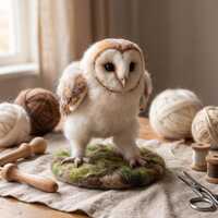Barn Owl Needle Felting Kit lifelike fluffy white owl birthday anniversary keepsake complete wool ma