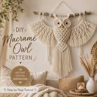 Macrame Owl Wall Hanging Pattern | Woodland Boho Nursery Decor (Instant PDF Download)