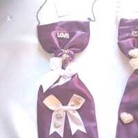 Junk Tie Necklace Burgundy satin with purple burgundy owl charm white ribbon Love embellishments