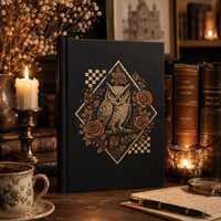 Owl and Roses Journal Hardcover Journal | Matte black sketch notebook
