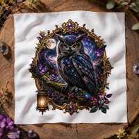 Night Owl Fabric Panel, Quilt Sewing Square, Multiple Sizes, fc16t