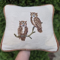 Needlepoint Pillow Owl Needlepoint Retro Collectible Throw Pillow