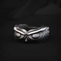 Owl Ring, Sterling Silver Feather Band, Gothic Woodland Jewelry Gift for Him
