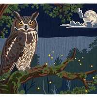 Owl Nursery Rug, Woodland Animal Kids Carpet, Forest Theme Night Sky Area Rug, Hand Tufted Custom Wo
