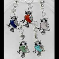 Owl Gemstone Keychain, Bag/Purse Accessory, Car FOB/Mirror Charm, Chakra Gemstone Crystals, Customiz