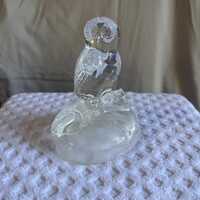Cristal D'Arques "Owl on Log" Crystal Owl Figurine