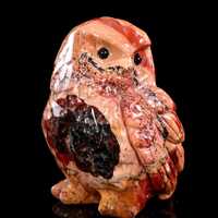 Natural Red Jasper Hand Carved Crystal Owl Sculpture, Mini Animal Figurine, Crystal Carving for Home