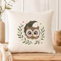 Cute Owl in Leaf Frame Embroidery Design, Woodland Forest Machine Embroidery File, Nursery Digital D