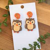 Lightweight Handmade Owl Earrings: Cute Forrest Animal Fall Jewelry