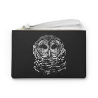 Barred Owl Illustration Clutch Bag | Black Wildlife Face Print