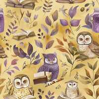 Woodland Owl Fabric Wizard Book Fabric Autumn Leaf Potion Jar Fabric Magic Farmhouse Fabric 100% Cot