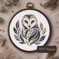 Barn Owl Cross Stitch Pattern PDF | Owl Embroidery Pattern | Woodland Bird Cross Stitch | Modern Nat