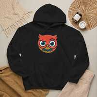 Unisex Heavy Blend Owl Hoodie, Cartoon Bird Graphic Pullover, Cozy Fleece Sweatshirt