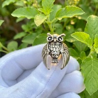 Gothic Owl Ring, Sterling Silver Plated, Vintage Animal Statement Jewelry, Dark Academia, Witchy Uni