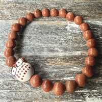 Goldstone Owl Stretch Bracelet ~ Positive Energy & Goals