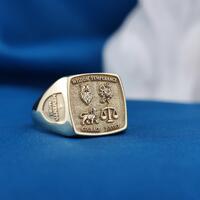 Four Virtues Signet Ring, Wisdom Courage Justice Owl Lion Scales Jewelry
