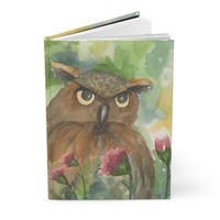 January; Carnations & Great Horned Owl; Hardcover Journal Matte