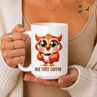 Cute Owl Coffee Mug But First Coffee Mug Funny Owl Mug Coffee Lover Gift Cute Animal Mug Morning Cof
