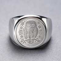 Snowy Owl Ring Alaska Polar Spirit Animal Carved 18K Gold Jewelry