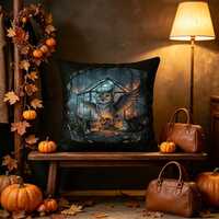 Witch Greenhouse Pillow Cover：Double‑Sided Goggle Owl (No Insert)