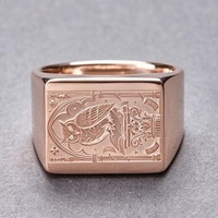 Vintage Gothic Owl Cathedral 18K Gold Ring Relief Art