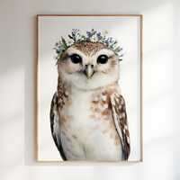 Owl Woodland Nursery Wall Art, Whimsical Kids Room Decor (Digital Download)