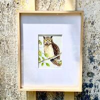 Framed Great Horned Owl watercolor, original, signed, Arches paper. Pair with the other Owl painting