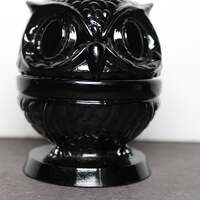 Vintage Fenton Ebony Glass Wise Owl Trinket Holder. MISSING Paper, Decision Maker, MINT Condition, R