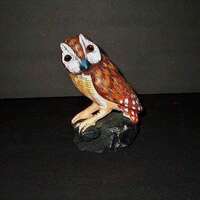 Carved Stone and Hand Painted Owl Figurine, 5 1/2" tall x 3" tall, BOHO/ Farmhouse