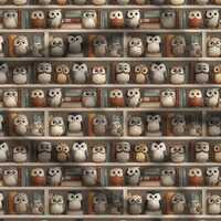 Book Owls Fabric - Quilting Cotton Print - Owls, Books, Shelves - by AFP