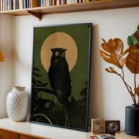 Vintage Owl Wall Art,  Antique Bird Print, Dark Academia & Cottagecore Decor (Digital Download)