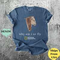 National Geographic owl t-shirt and the words 'why am i so fly'