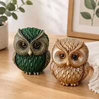 Owl Figurine Decor, Rustic Woodland Statue, Elegant Home Accent, Shelf Ornament, Nature Inspired Gif