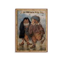 Vintage Owl Couple Print, Whimsical Folk Art Wall Decor (Digital Download)