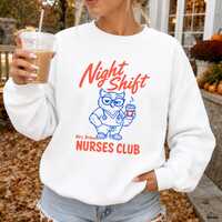Personalized Night Shift Nurse Sweatshirt, Nurse Club Hoodie, Owl Nurse Crewneck, Comfort Colors&reg