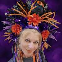 Halloween crown, Owl headdress, Witch hat, Day of the Dead Headpiece