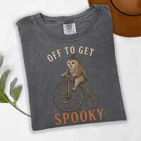 Owl Halloween Shirt, Vintage Off to Get Spooky Penny Farthing, Comfort Colors