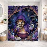 Owl Wizard Shower Curtain, Bathroom Curtain, Deep Purple Dark Fantasy, Gothic Cottagecore Decor