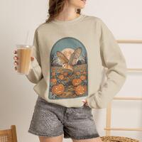 Barn Owl Halloween Sweatshirt, Pumpkin Patch Owl Shirt, Spooky Vintage Crewneck, Halloween Birding G