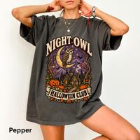 Night Owl Halloween Club Shirt, Vintage Owl Moon Cottage Tee