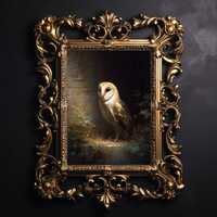 Vintage Owl Painting, Dark Academia Baroque Forest Artwork (Digital Download)