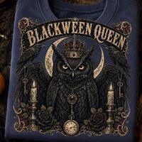 Gothic Owl Halloween Shirt PNG, Victorian Raven Moon, Dark Academia Sublimation