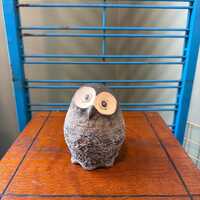 Vintage Ceramic Owl Figurine with Textured Finish